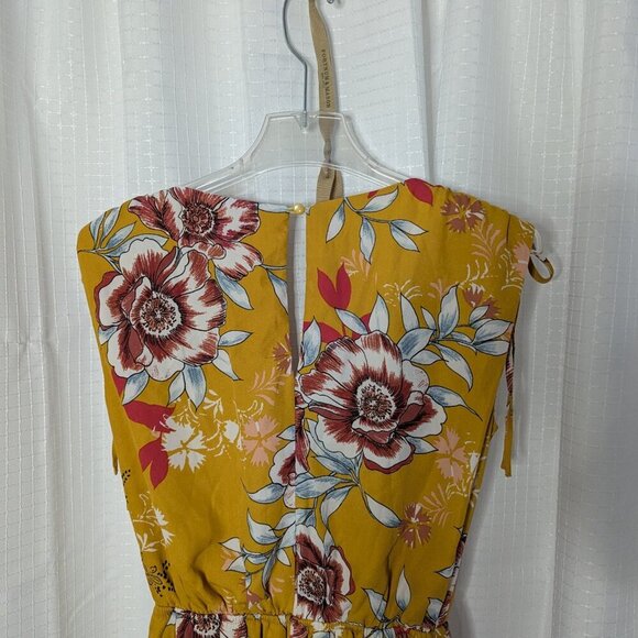 As U Wish Capri Jumpsuit, Gold with Floral, Size XS - Picture 3 of 7
